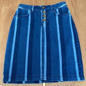 Maeve by Anthropologie button down striped denim jean skirt size 0